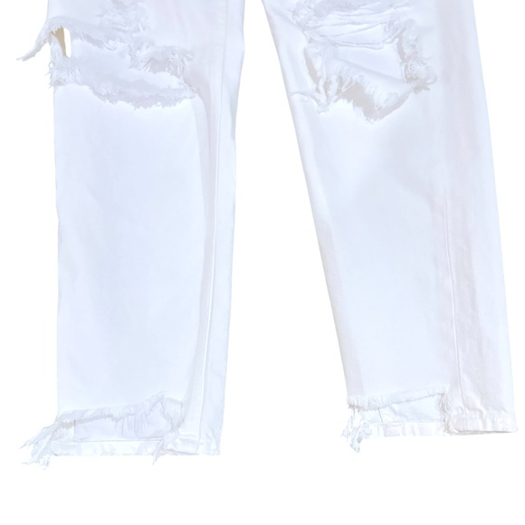 Zara off White Distressed Straight Leg Jeans torn knees raw hem size 6 - Picture 4 of 8